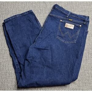 Wrangler Jeans Mens 48 x 32 Blue Denim Made Mexico 947 Straight Belted Pockets